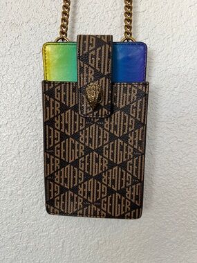 Kurt Geiger Rainbow Gradient Leather Phone Pouch with Chain Strap NWOT  Steal🏷️